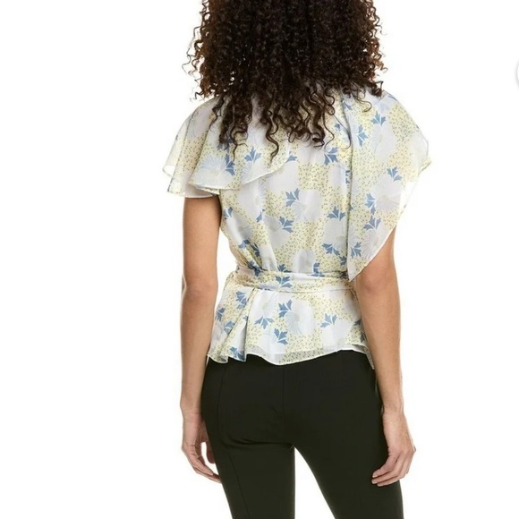 Ted Baker Gemmiaa Wrap Blouse Top With Ruffled Sleeves Size US6(UK2) Blue - Picture 2 of 11